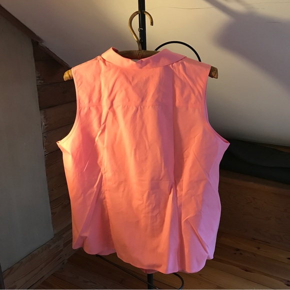 Talbots Petites Wrinkle Resistant Salmon Sleeveless Button Down Top, EUC, 22 - Picture 2 of 10